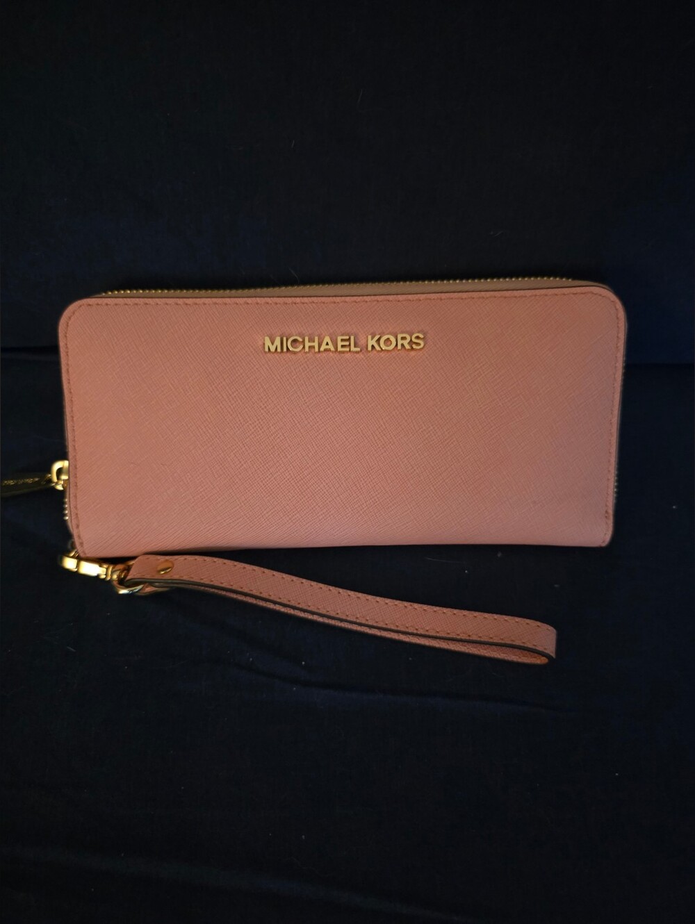Michael Kors Pink Wristlet Clutch with Gold Accents